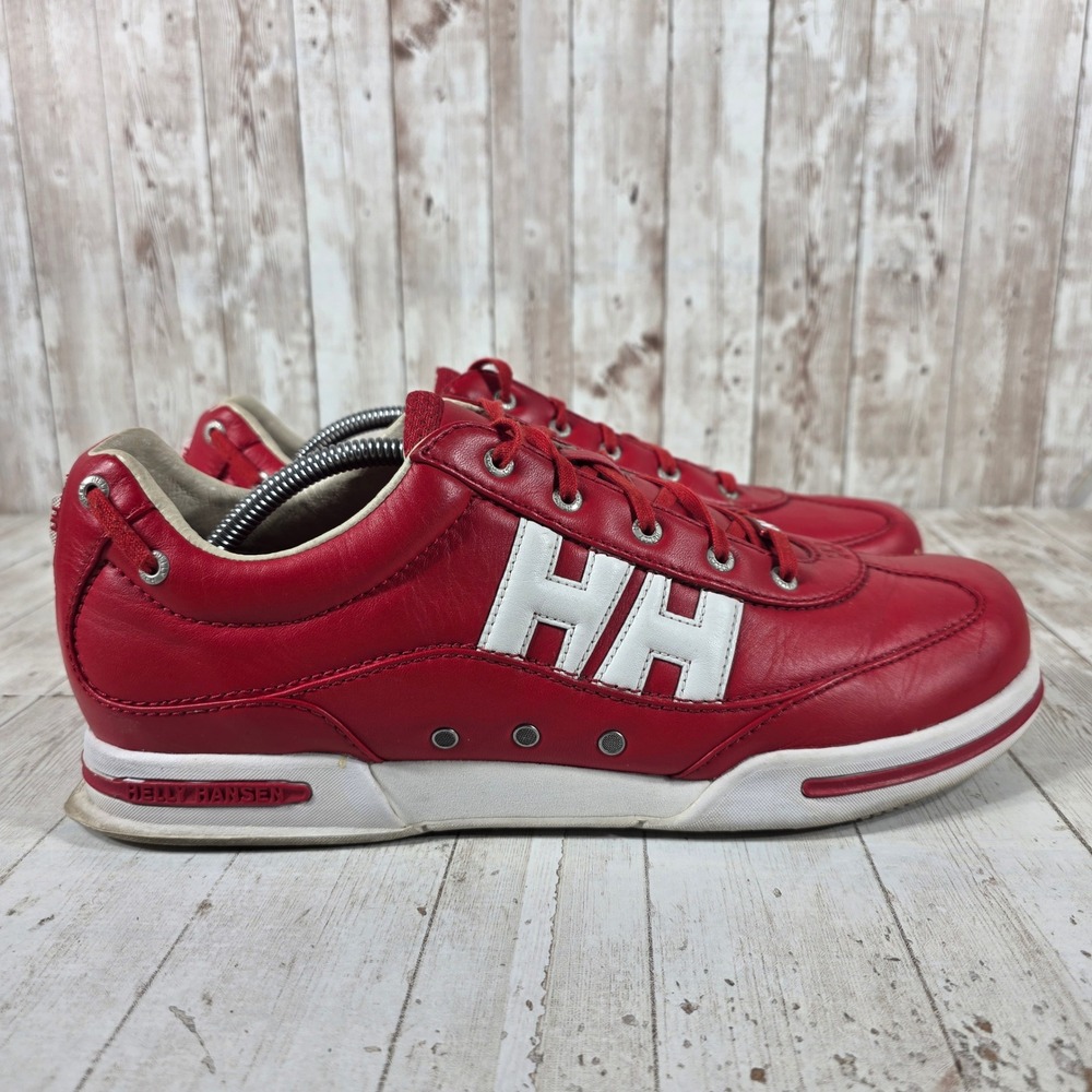 Helly Hansen Mens Red Leather Low Top HH Logo Sneakers Size 11 US 45 EU